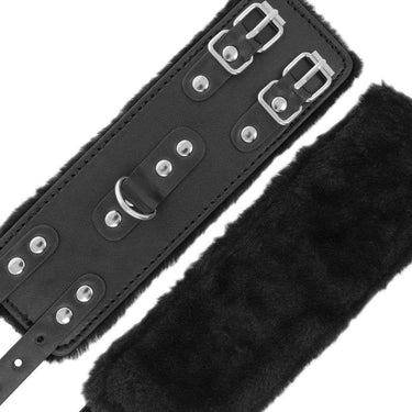 Polsini Regolabili in Pelle PVC Nero per Esperienze Fetish e BDSM